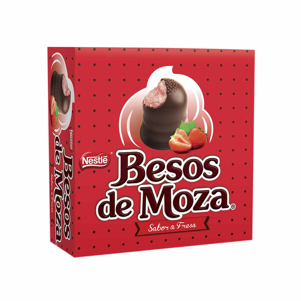 Sólido de cacao NESTLÉ Beso de Moza relleno de fresa Caja 9Un Vivanda
