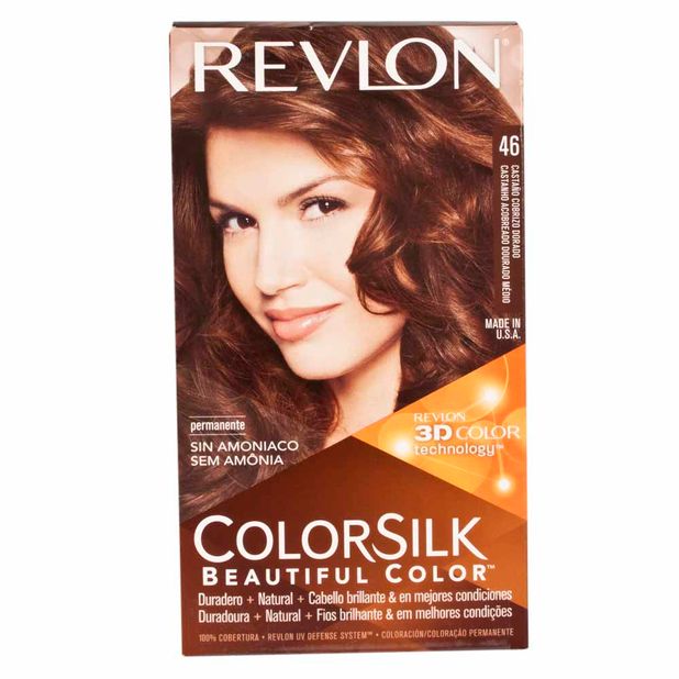 Tinte Para Mujer Revlon Colorsilk 46 Castaño Dorado Caoba Caja 1un
