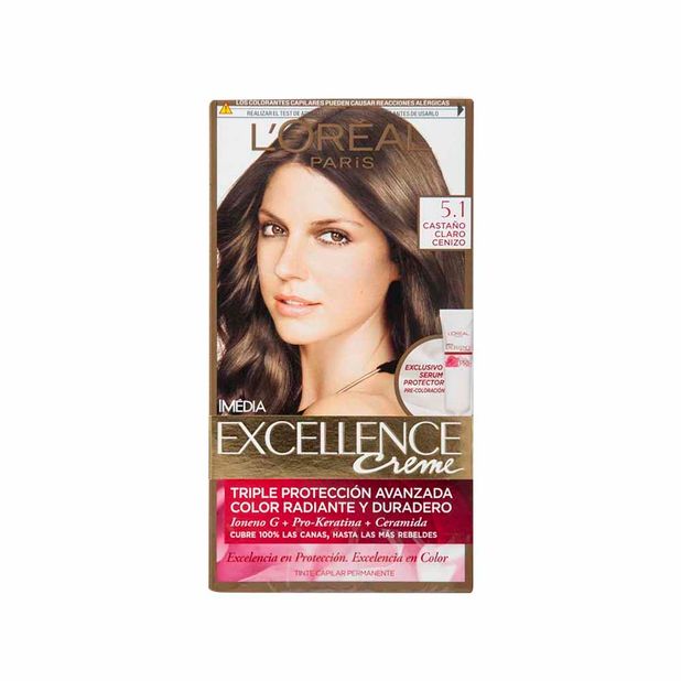 Tinte para Cabello EXCELLENCE 5.1 Castaño Claro Cenizo 