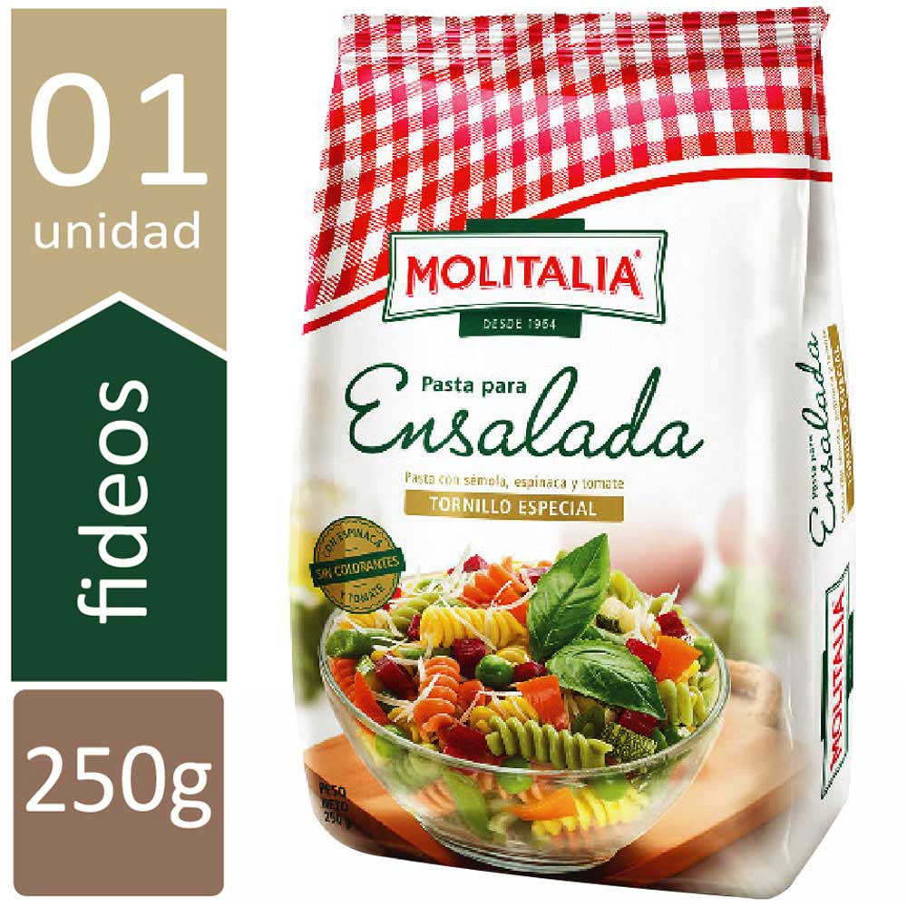 Fideos Tornillo Especial MOLITALIA Pasta para Ensalada Bolsa 250g - Vivanda