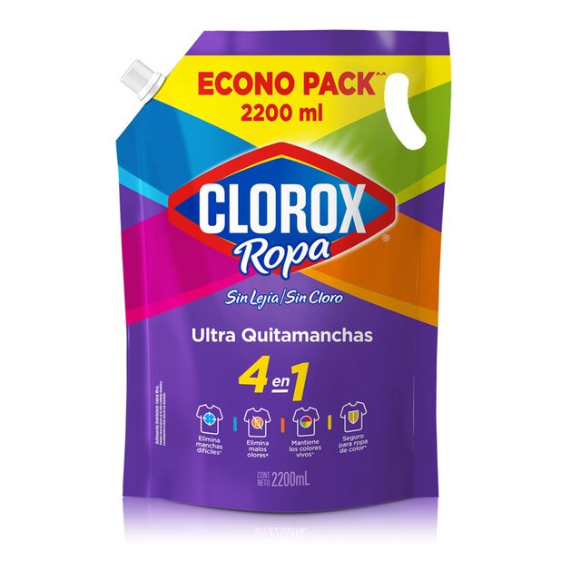 Ultra Quitamanchas Líquido CLOROX Ropa de Color Doypack 2.2L | Vivanda ...